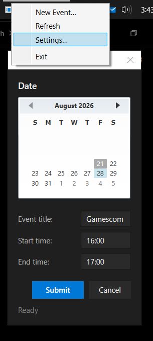 MuteMail calendar